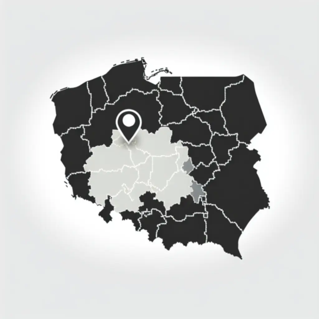 Mapa Polski z zaznaczonym zasięgiem działania Anima PL